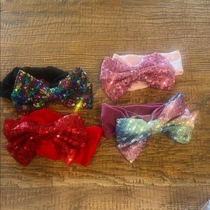 Set of Colorful Sequin Bow Headbands